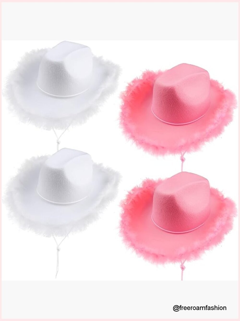 4 Pack Cowgirl Hats with Feathers Adjustable Drawstring for Party Costume